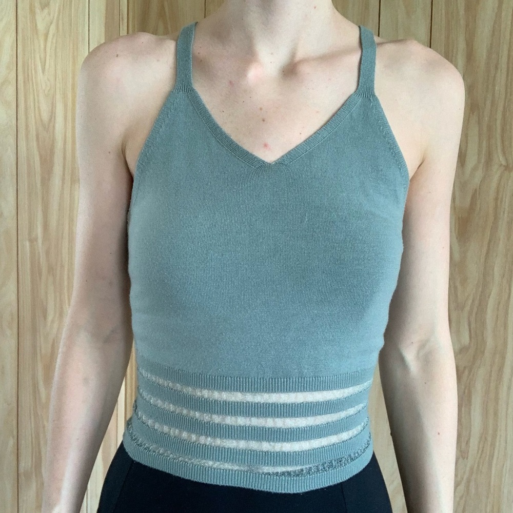 Active USA Muted Blue Knit Crop Top